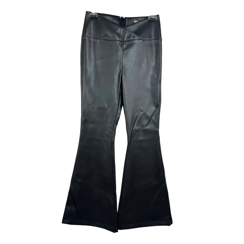 Free People Venice Beach Vegan Flare Pants Black Size 25 Short